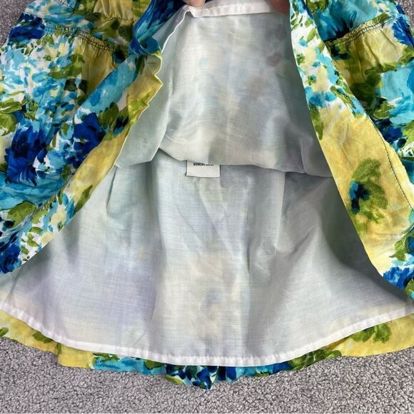 Abercrombie & Fitch Mini Skirt Women's Large Blue Floral Flare Lined Y2K - Picture 2 of 9